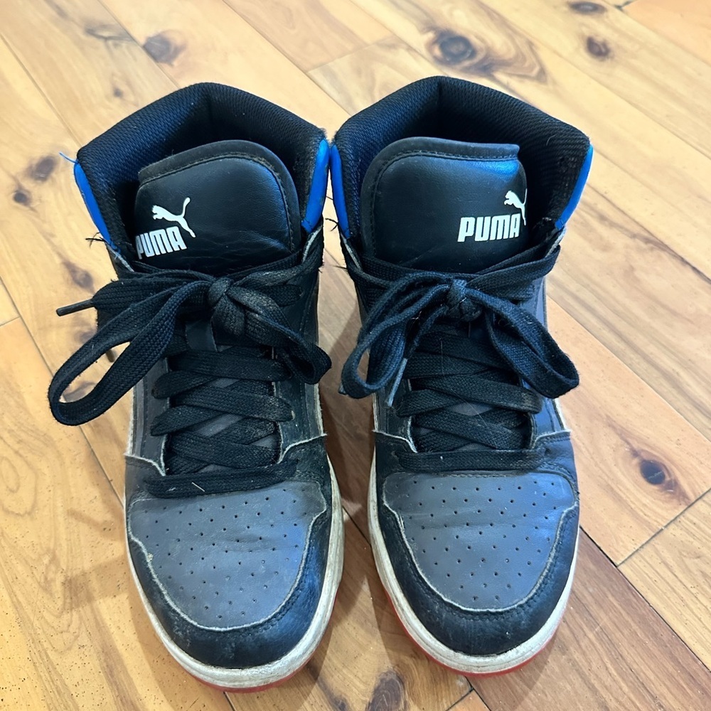 Puma Black and Blue High-Top Sneakers